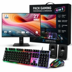 MSI PRO MP275 E2 27″ 120Hz IPS + Logitech Z150 + Clavier Souris Gamer Bajel RGB Maroc