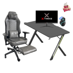 Pack Gaming Complet SKILLDESK NEXUS + SKILLCHAIRS Emperor (Gray) + Écran 24″ 120Hz + Souris Gaming Offerte
