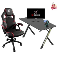 Pack Gaming Complet SKILLDESK NEXUS + SKILLCHAIRS Raptor (Black/Red) + Écran 24″ 120Hz + Souris Gaming Offerte