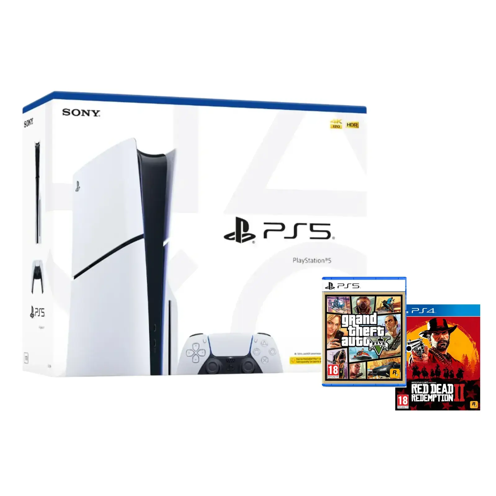 PS5 Slim Standard + Red Dead Redemption 2 Ultimate + GTA V