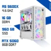 PC Gamer Ryzen 5 5600X / 960 Go SSD / 16 Go DDR4 / RTX 5060 Blanc