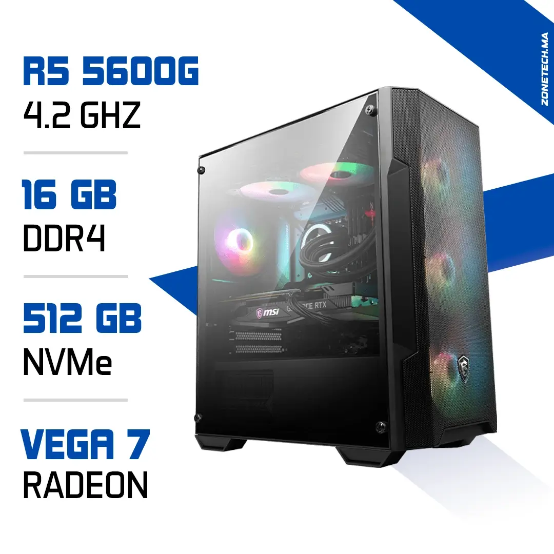 PC Gamer Ryzen 5 5600G/16GB/512GB SSD/Radeon Vega7