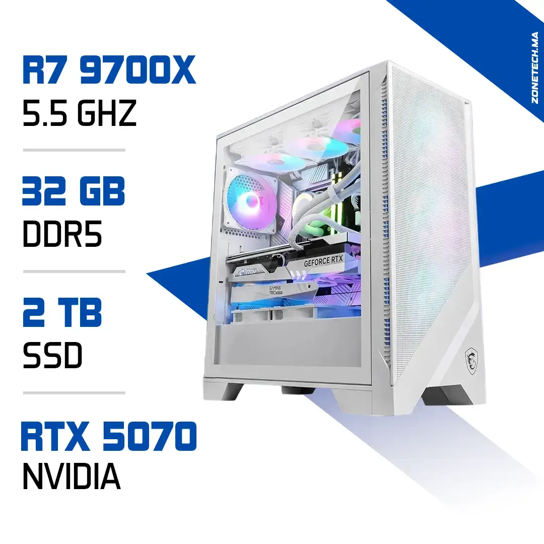 PC Pro Zonetech Ryzen 7 9700X / 32GB DDR5 / 2TB SSD / RTX 5070