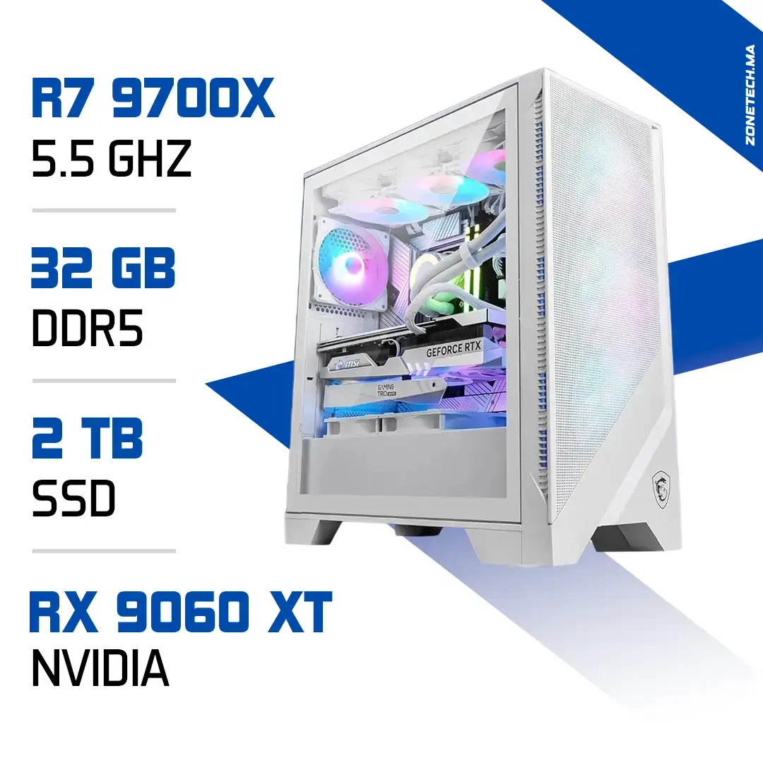 PC Pro Zonetech Ryzen 7 9700X / 32GB DDR5 / 2TB SSD / RX 9060 XT