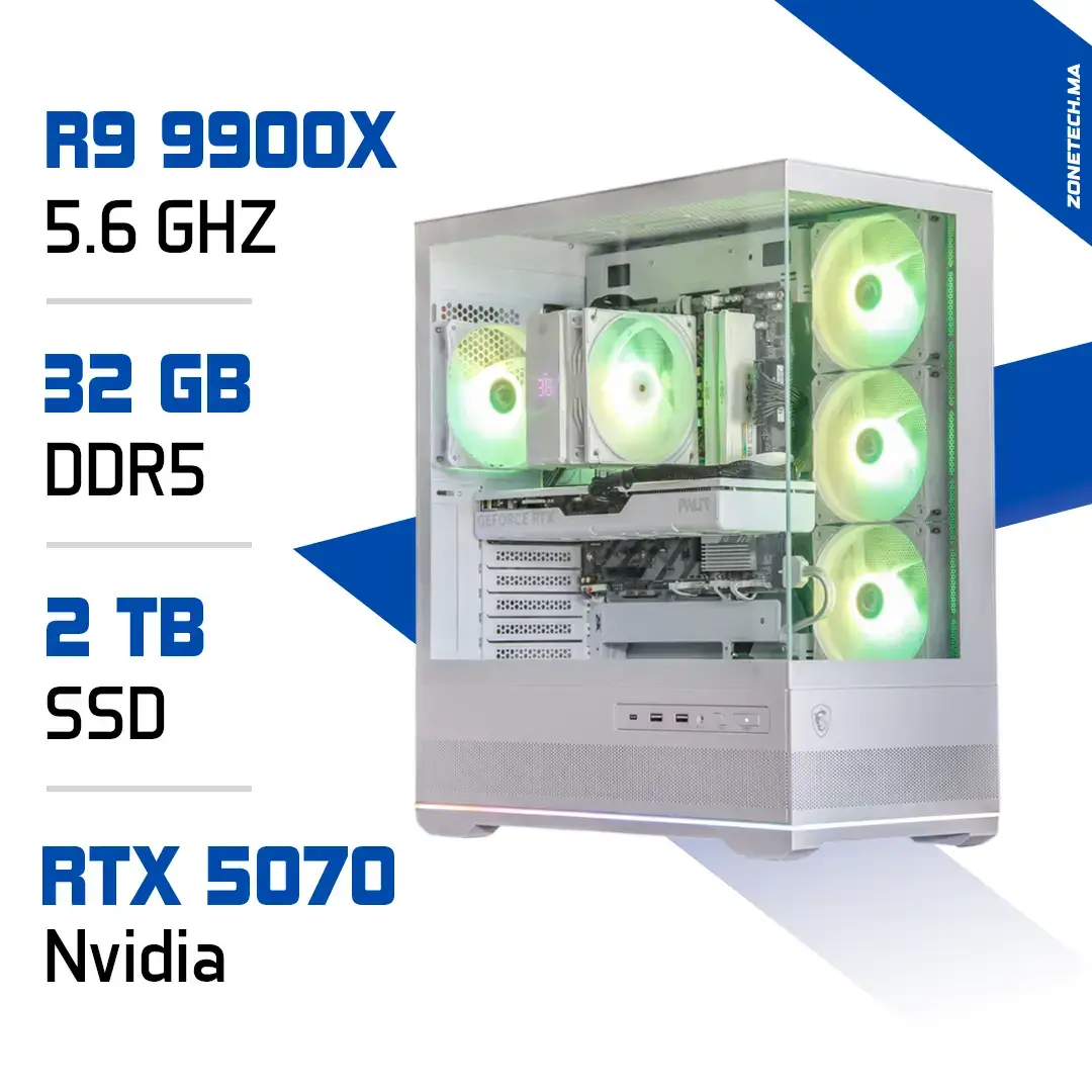 PC Gamer Zonetech Ryzen 9 9900X / 32GB DDR5 / 2TB SSD / RTX 5070