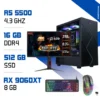 Setup Complet PC Gamer Zonetech Ryzen 5 5500 / 16GB / 512 GB SSD / RX 9060XT 8GB