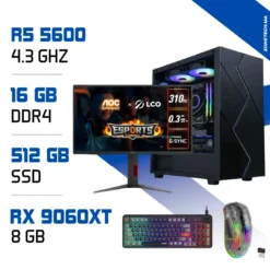 Setup Complet PC Gamer Zonetech Ryzen 5 5600 / 16GB / 512 GB SSD / RX 9060XT 8GB