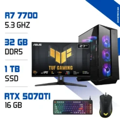 Setup Complet PC Gamer Zonetech Ryzen 7 7700 / 32GB / 1TB SSD / RTX 5070Ti 16GB