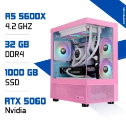 PC Gamer Ryzen 5 5600X / 1 To SSD / 32 Go DDR4 / RTX 5060 Pink
