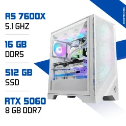 PC Gamer Ryzen 5 7600X / 512 Go SSD / 16 Go DDR5 / RTX 5060