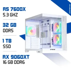 PC Gamer Zonetech Ryzen 5 7600X / 32GB RAM / 1000 GB SSD / RX 9060XT 16GB