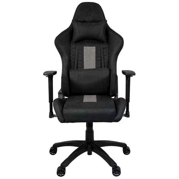 Chaise gamer Corsair TC100 Relaxed Maroc, tissu respirant, accoudoirs 2D, inclinaison 160° et coussins lombaires. Confort et design élégant.