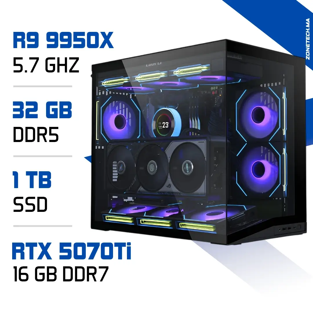 PC Gamer Zonetech Ryzen 9 9950X / 32GB DDR5 / 1TB SSD / RTX 5070 Ti 16GB