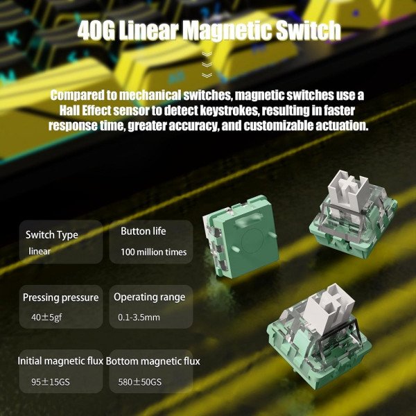 ATTACK SHARK X65 PRO HE Wireless Rapid Trigger Magnetic Switch (Yellow Contours) Prix maroc
