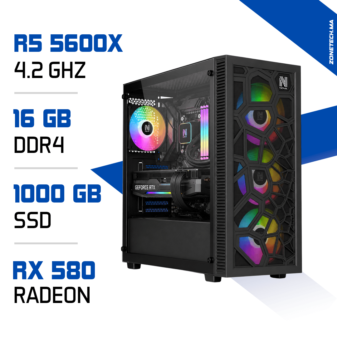 PC Gamer Ryzen 5 5600X / 1000GB SSD / 16GB / RX 580 8GB