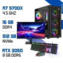 Setup Complet PC Gamer Zonetech Ryzen 7 5700X / 512GB SSD / 16GB / RTX 3050 8GB