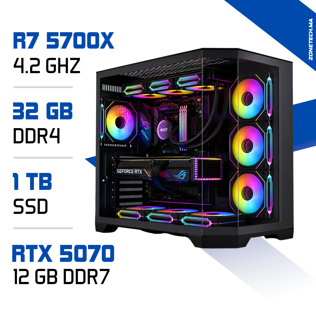 PC Pro R7 5700X / 1 To SSD / 32 Go DDR4 / RTX 5070