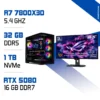 PC Pro Zonetech Ryzen 7 7800X3D / 32GB DDR5 / 1TB SSD / RTX 5080 + ASUS ROG Swift PG32UCDM