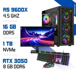 Setup Complet PC Gamer Zonetech Ryzen 5 9600X / 16GB / 1TB SSD / RTX 3050 8GB