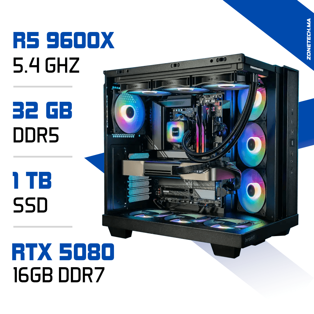PC PRO Zonetech Ryzen 5 9600X / 32GB RAM / 1000 GB SSD / RTX 5080 MAROC