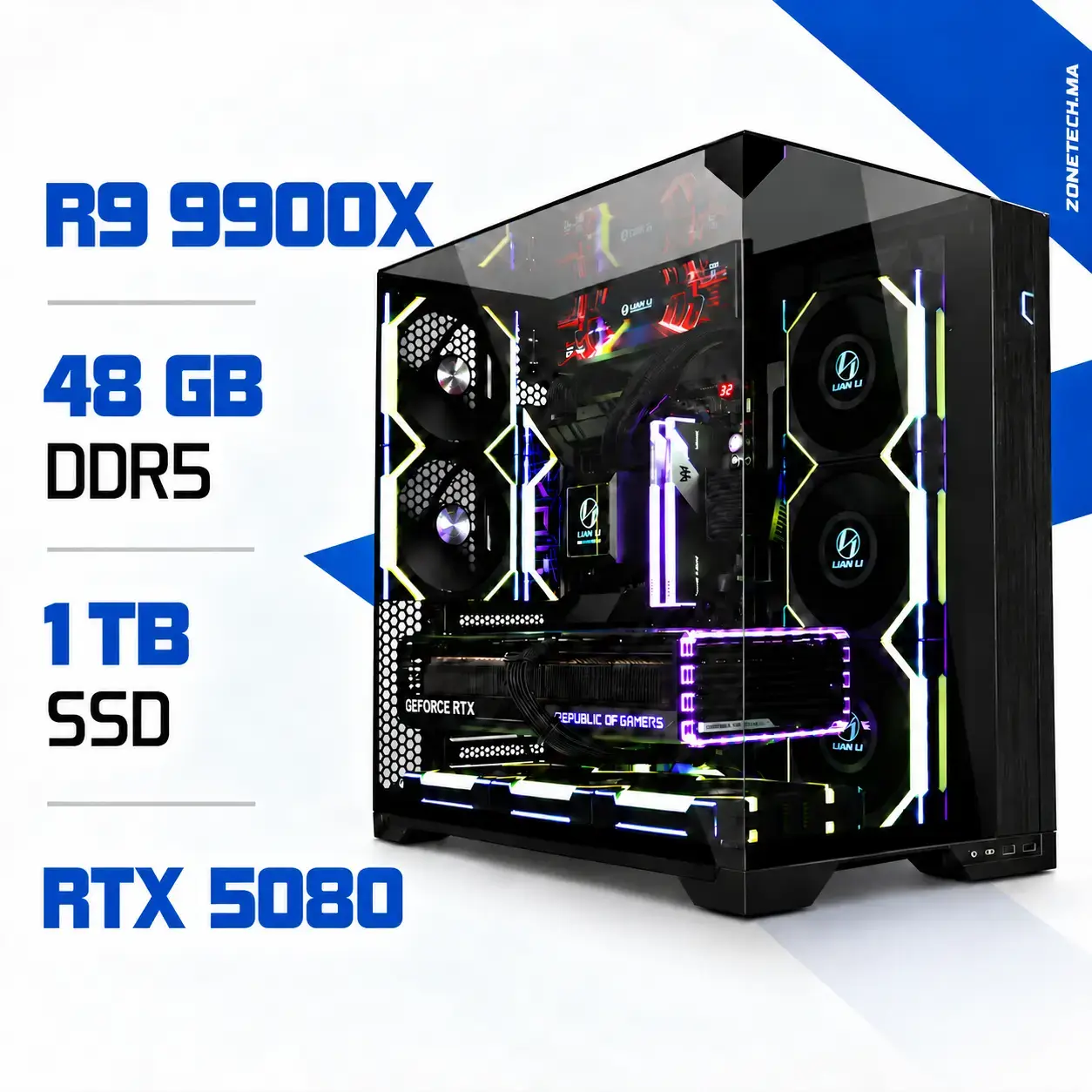 PC Gamer Zonetech Ryzen 9 9900X / 48GB DDR5 / 1TB SSD / RTX 5080