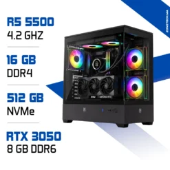 PC Gamer Zonetech Ryzen 5 5500 / 512 GB SSD / 16GB / RTX 3050 8GB