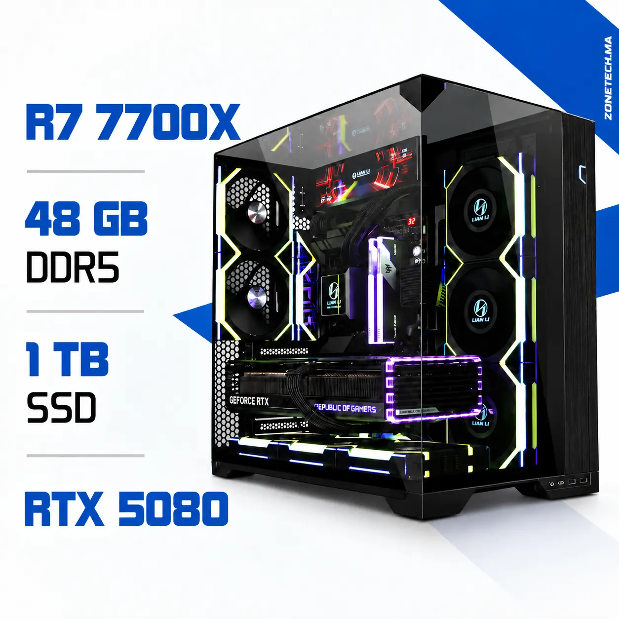 PC PRO Zonetech Ryzen 7 7700X / 48 GB RAM / 1000 GB SSD / RTX 5080