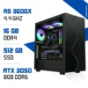 PC Gamer Zonetech Ryzen 5 3600X / 512GB SSD / 16GB / RTX 3050 8GB