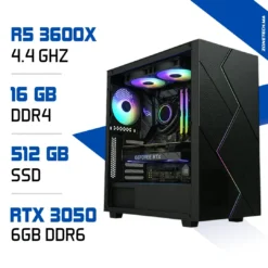 PC Gamer Zonetech Ryzen 5 3600X / 512GB SSD / 16GB / RTX 3050 6GB