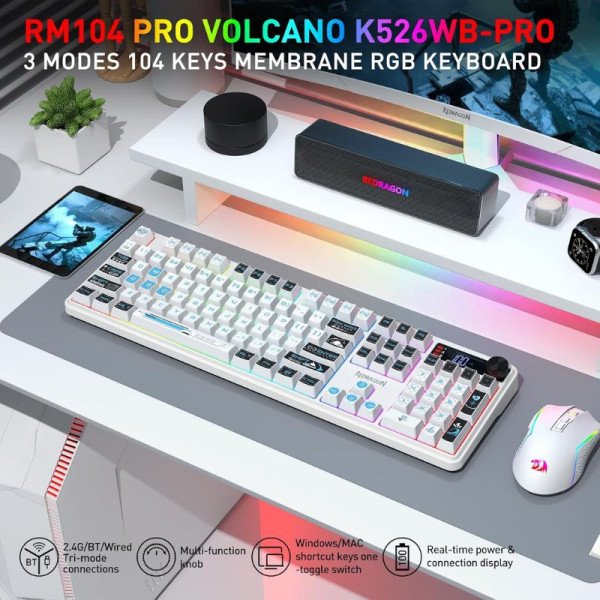 Redragon K526 PRO RGB White-Black