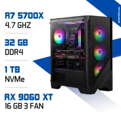 PC Gamer MSI Ryzen 7 5700X / 32GB RAM / 1000 GB SSD / RX 9060 XT 16GB