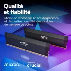 Crucial 32GB Pro Overclocking DDR5 6400 MT/s UDIMM Memory Kit (2 x 16GB, Black)